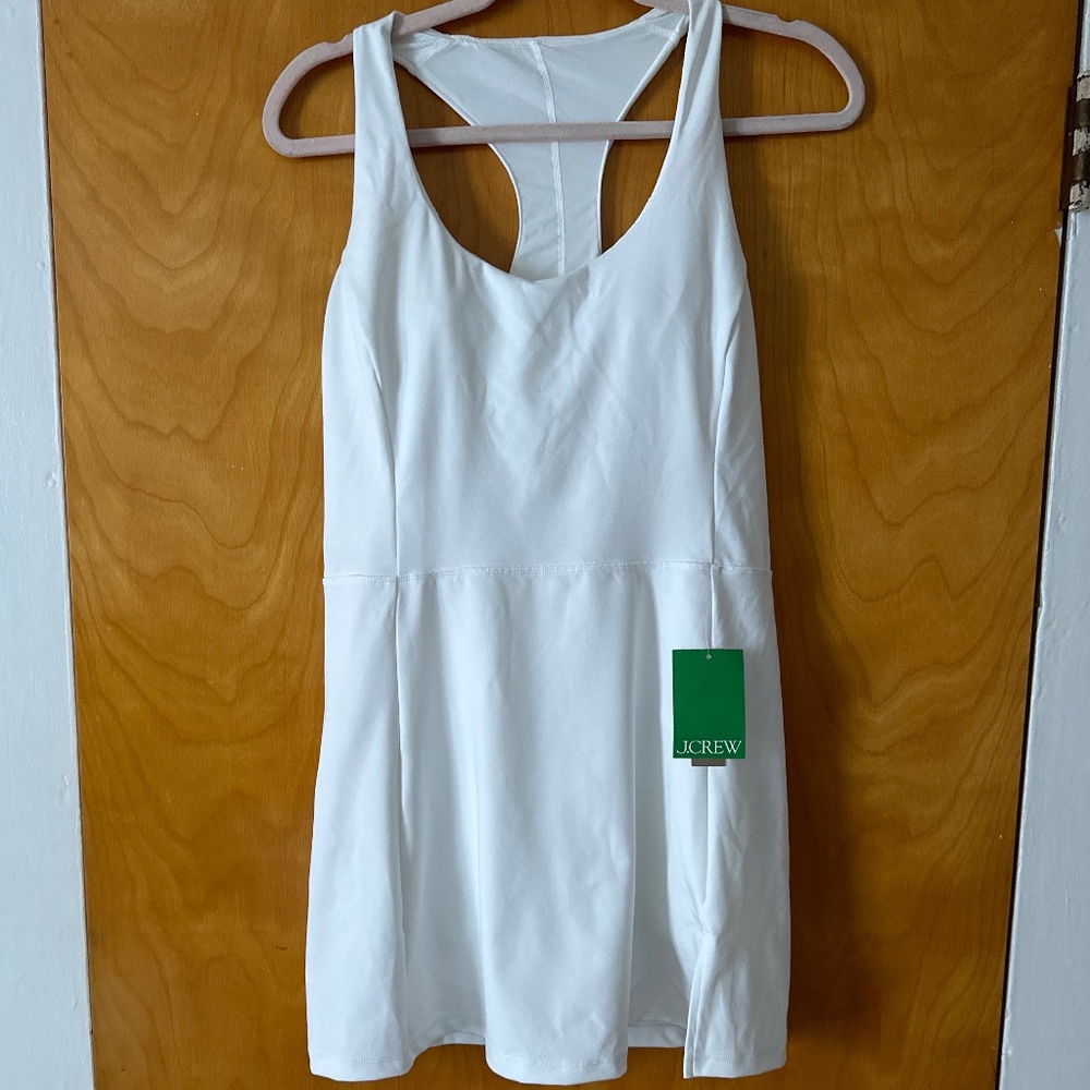 J. Crew Cloudstretch White Racerback Scoop Neck Athletic Dress
